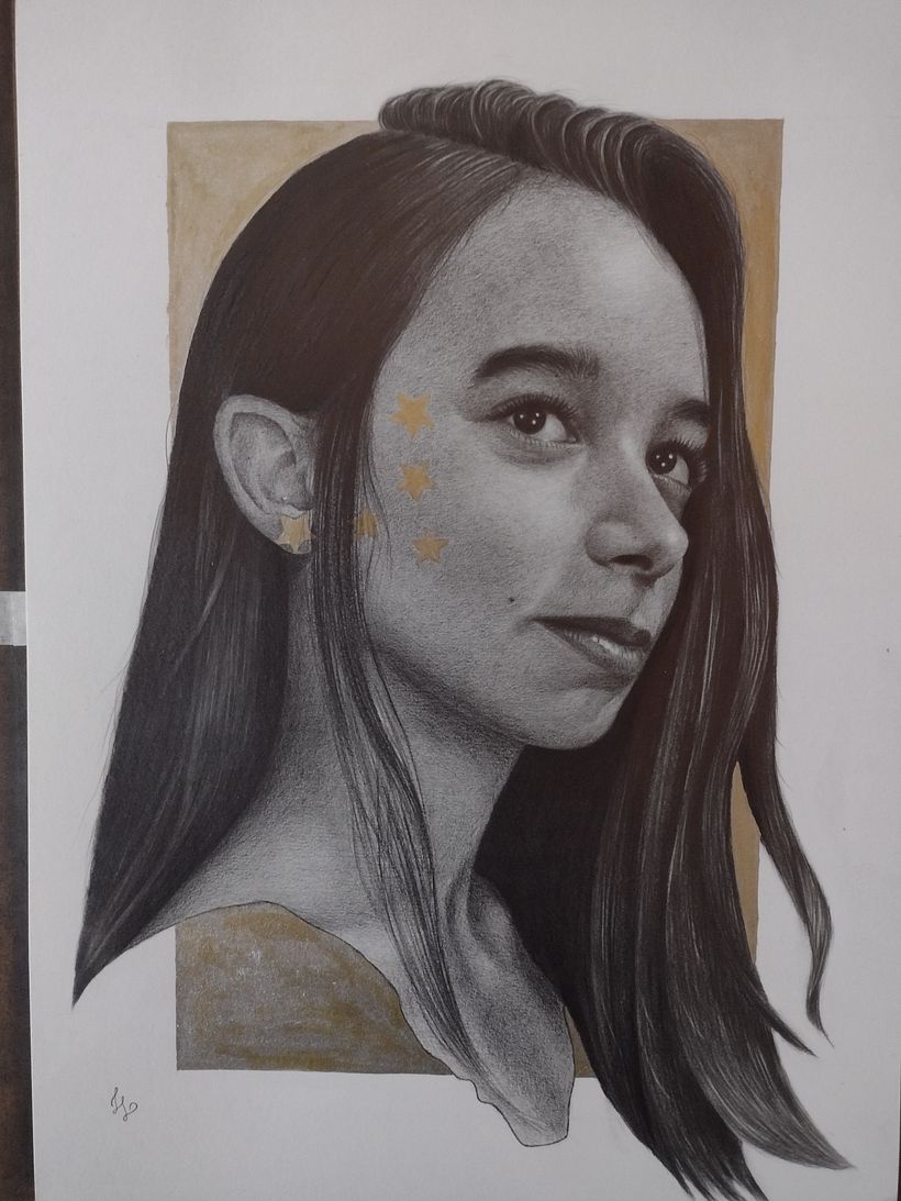 In the absence of watercolor, I used gold India ink!