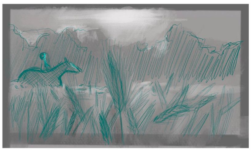 Here is the first exploratory drawing. I look at reference but I try not to draw with intention at my first pass.  