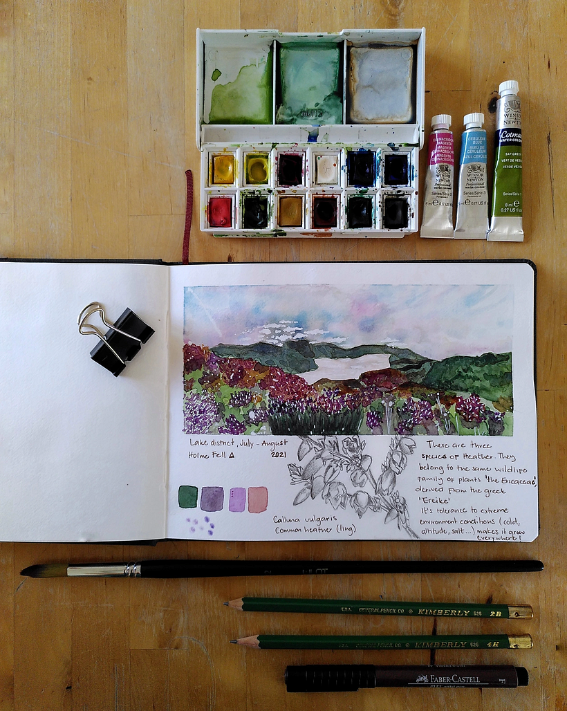 Ejemplo de cuaderno de viaje en acuarela hecho por Lorena Magallanes como proyecto final.