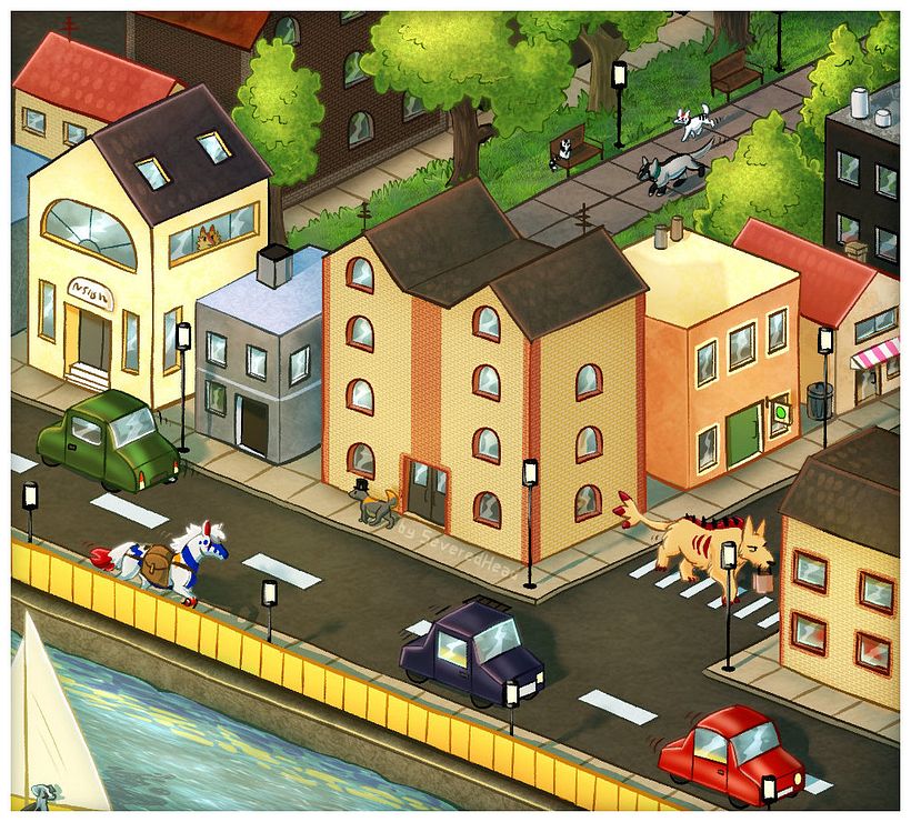 This is Checkerstown! There are no humans in Checkerstown, instead it's populated by animals and magical creatures.