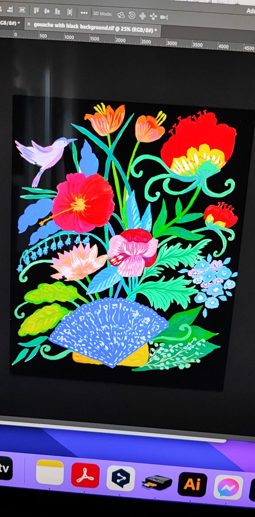 starting in photoshop with the black background