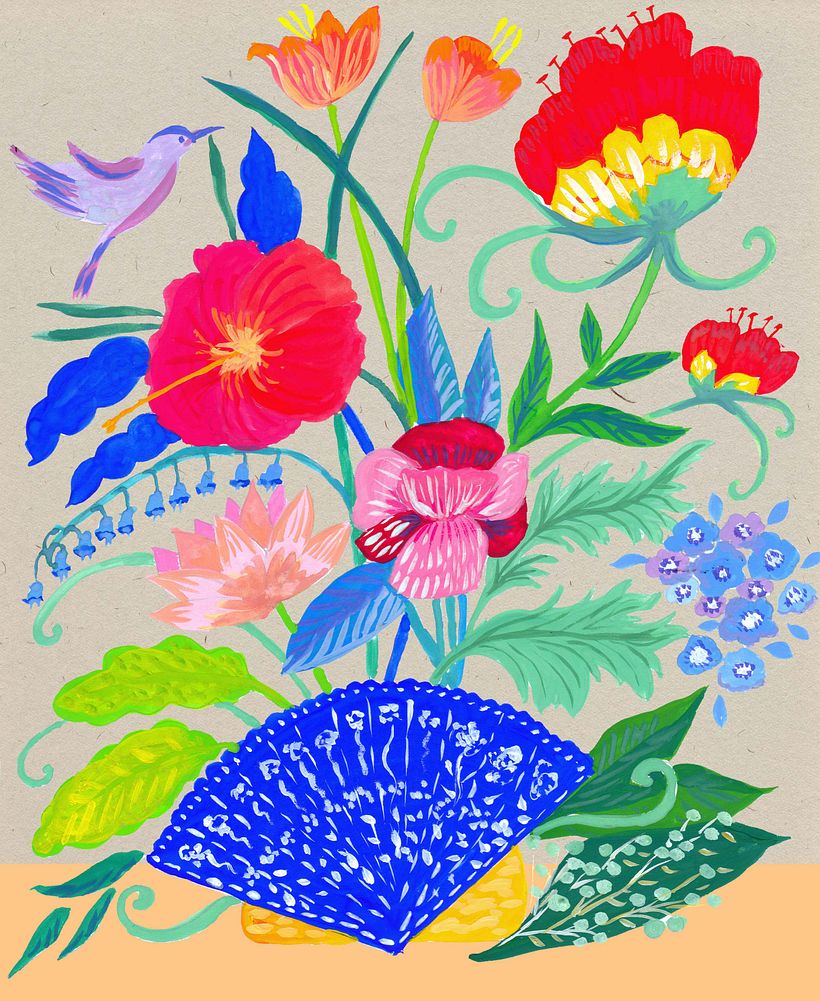 Final image with a paper background and a mango shade table