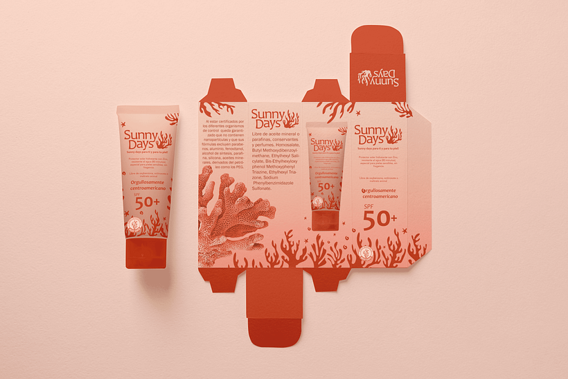Packaging del bloqueador solar Sunny Days.
