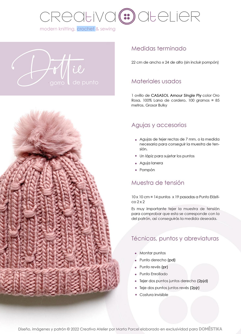 Así luce una de las páginas del PDF. Sigue paso a paso las explicaciones para tejer tu gorro de lana.