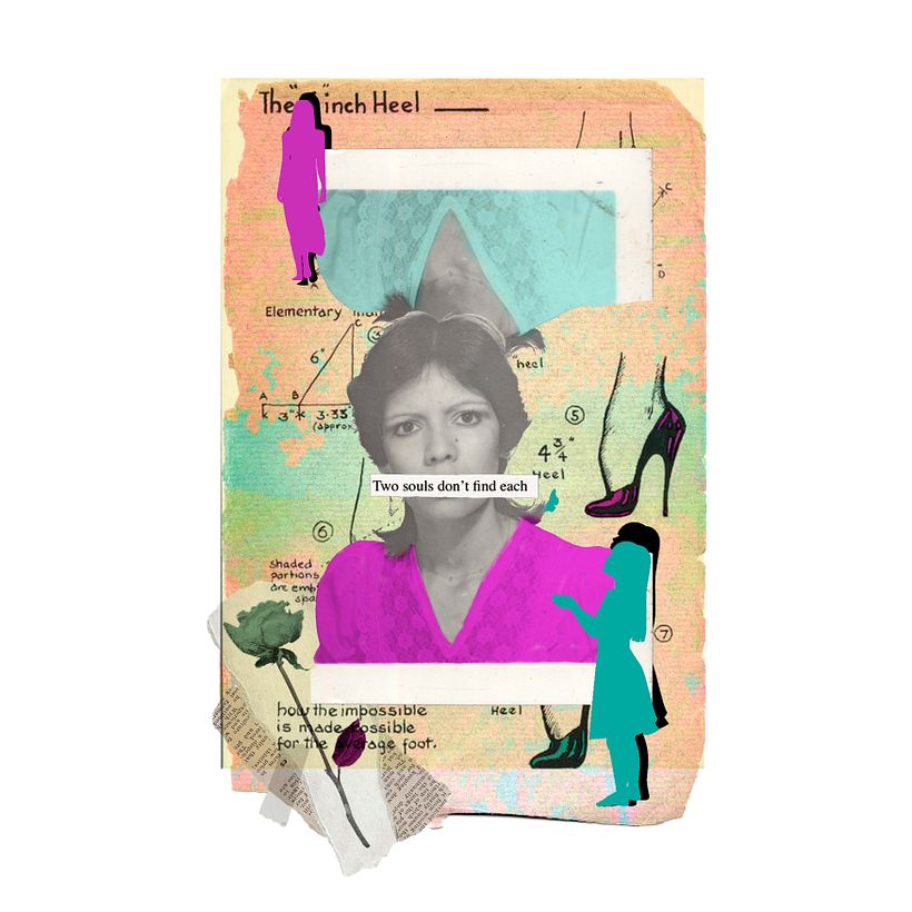 Otran versión utilizando el mismo retrato pero otros elementos. Aquí quise plasmar la transición de niña a mujer.i