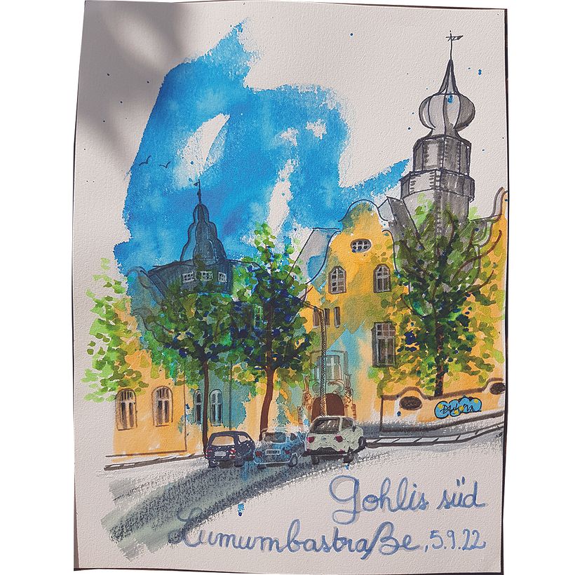Mi proyecto del curso: Urban sketching contemporáneo con técnicas mixtas 2