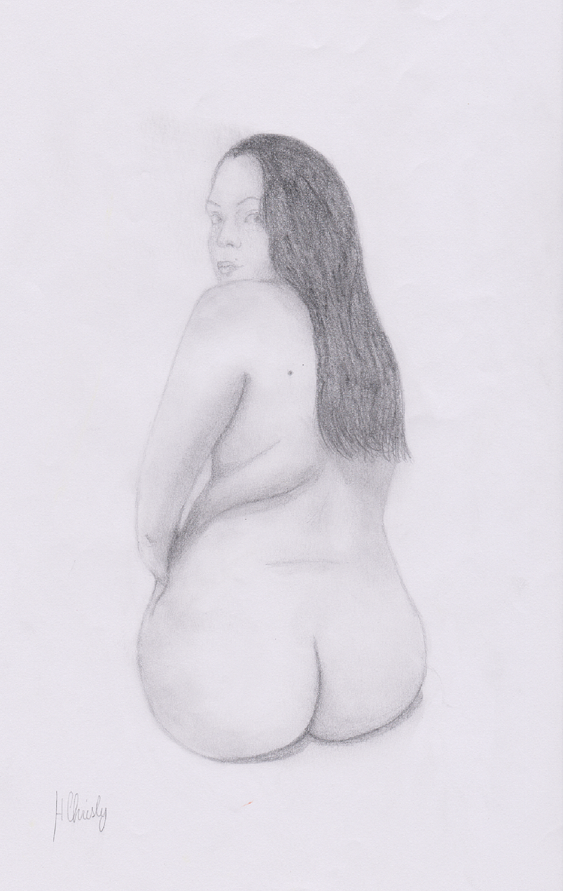 "Garota Francesa". Brasília, 2022. Desenho a lápis. 17,3 x 27,3 cm.