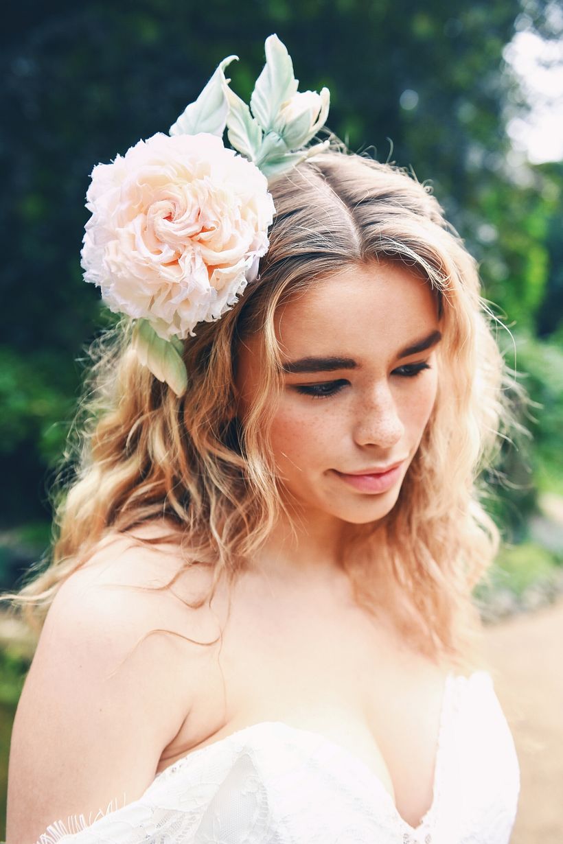 Cotton Organza Bridal Rose Headdress