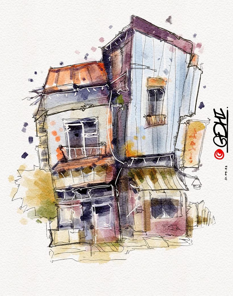 Expressive Architectural Sketching with Colored Markers , my first for building sketch  2