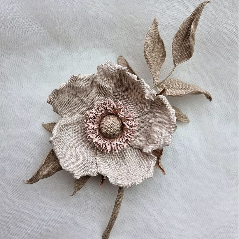 Open Linen Rose Corsage