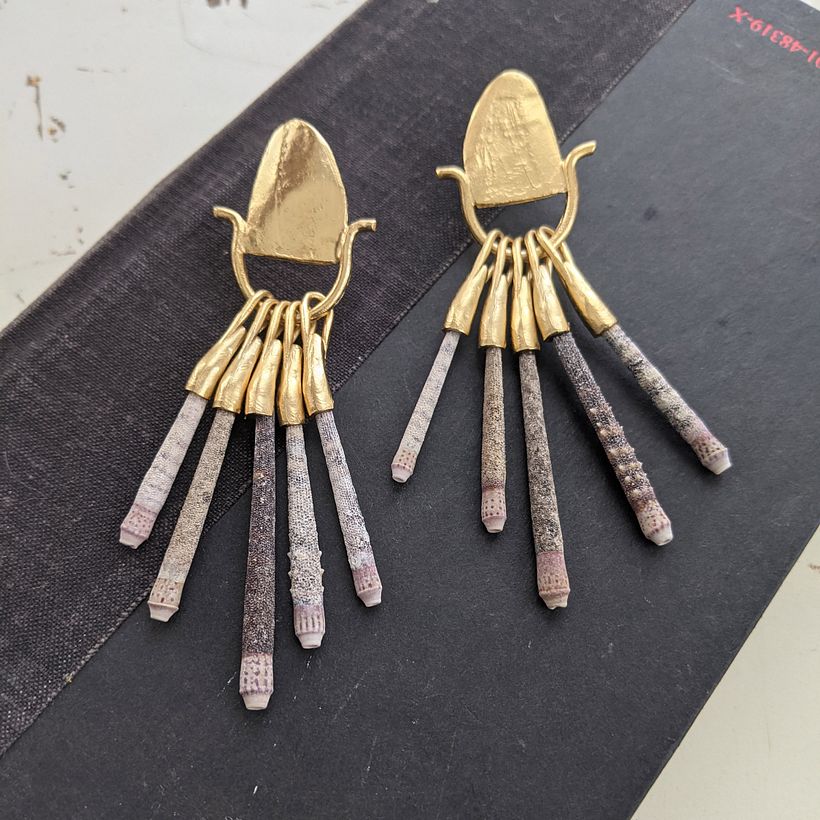 Captive Chamber earrings with Sea Urchin Spines