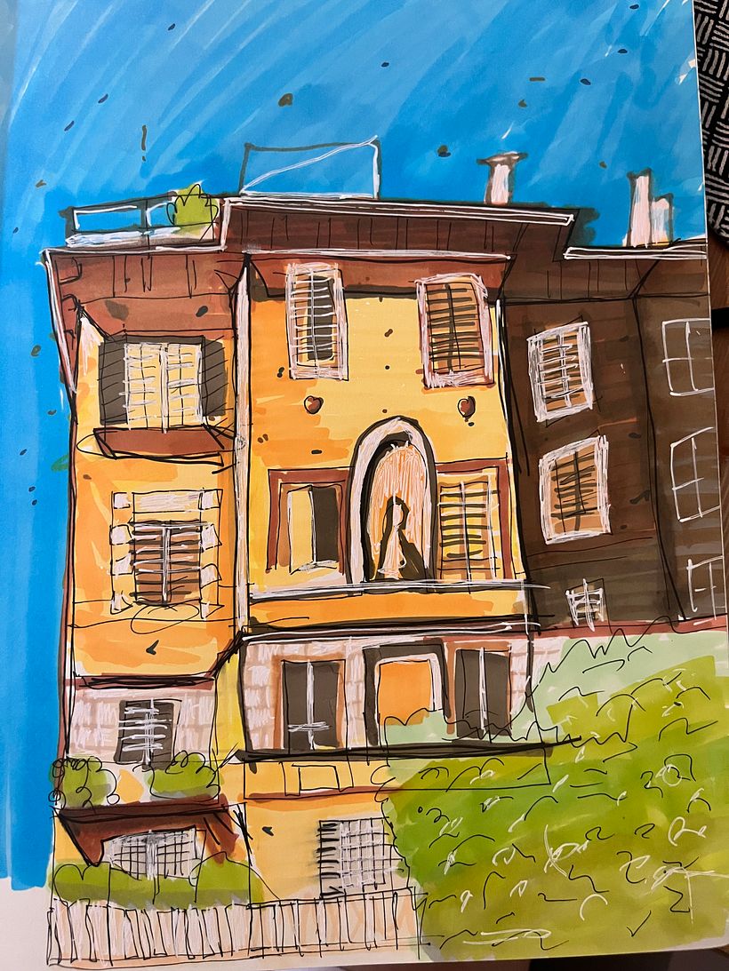 Apartment building in Rome - practice sketch