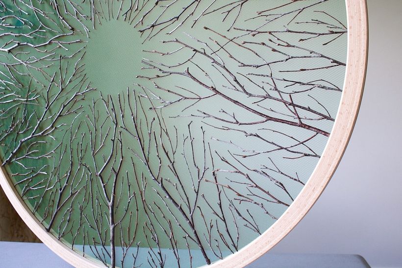 Tapestry inspired by the forest canopy - work in progress 1