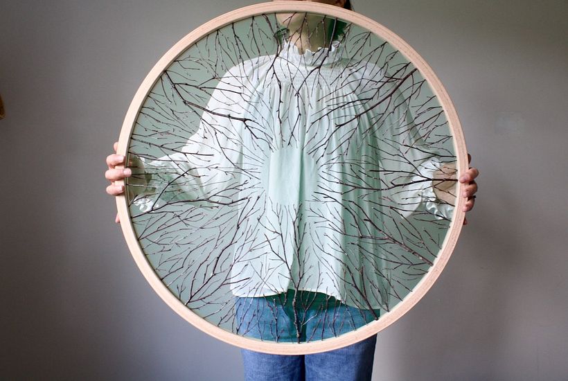 Tapestry inspired by the forest canopy - work in progress 2