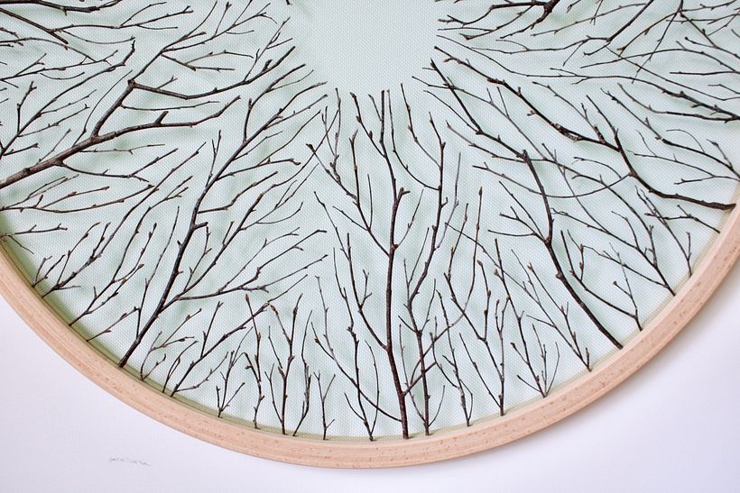 Tapestry inspired by the forest canopy - work in progress 6