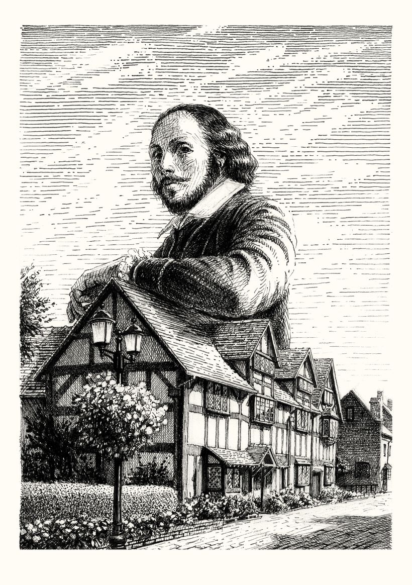 William Shakespeare and his birthplace in Stratford-upon-Avon