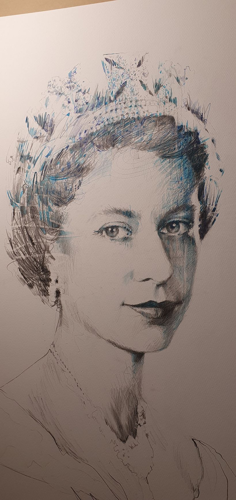 adding calligraphy ink details to graphite