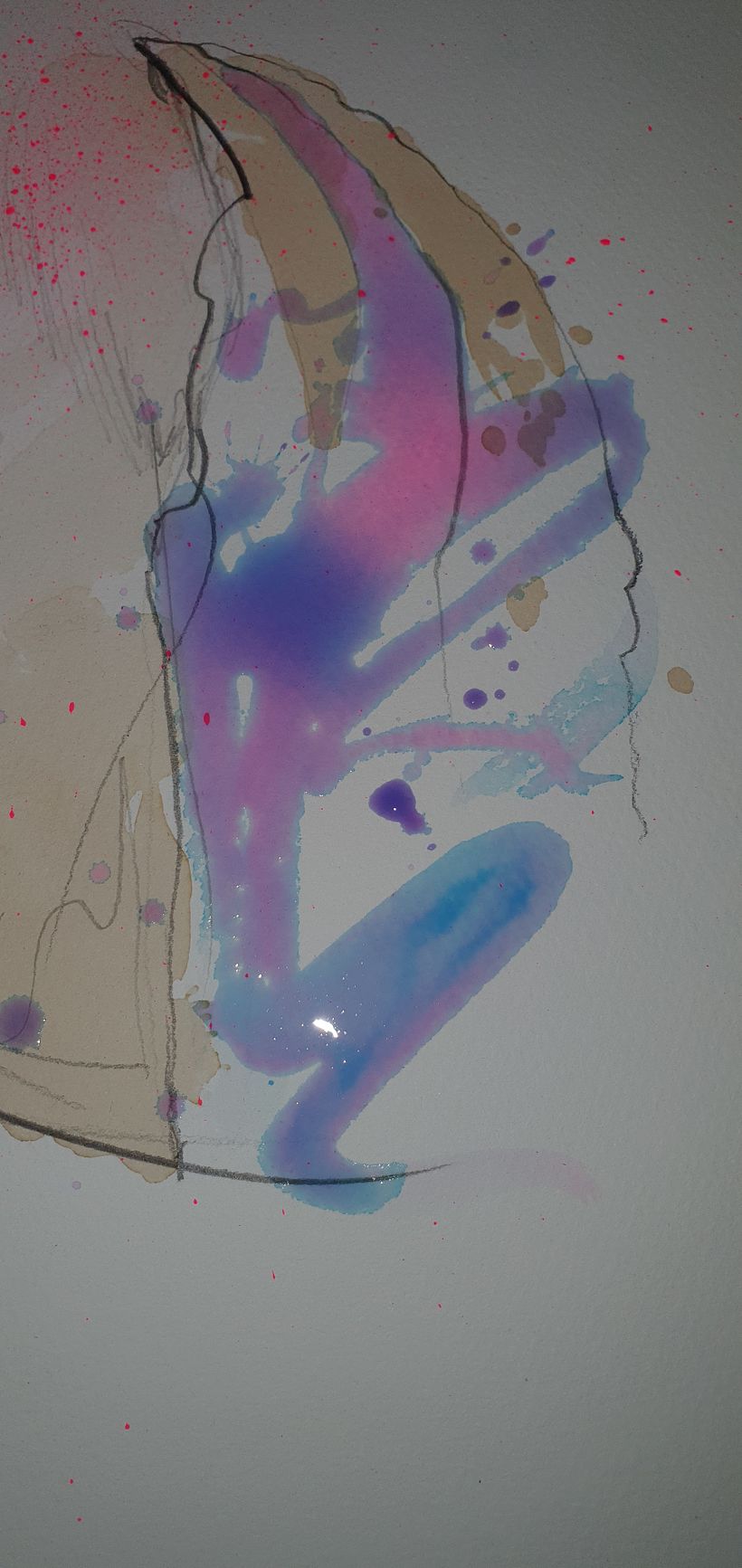 detail of colour separation - ink and acrylic