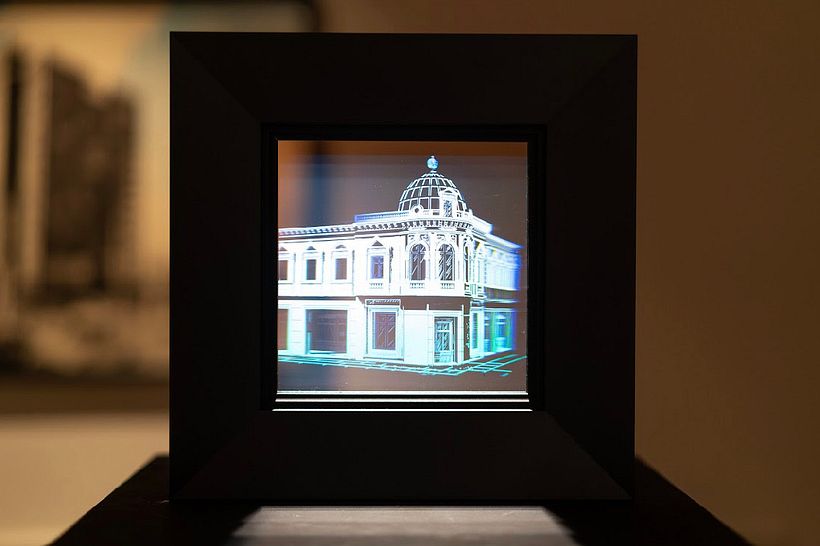 Holography detail of 'Marna' (2022) - drawing and holography installation