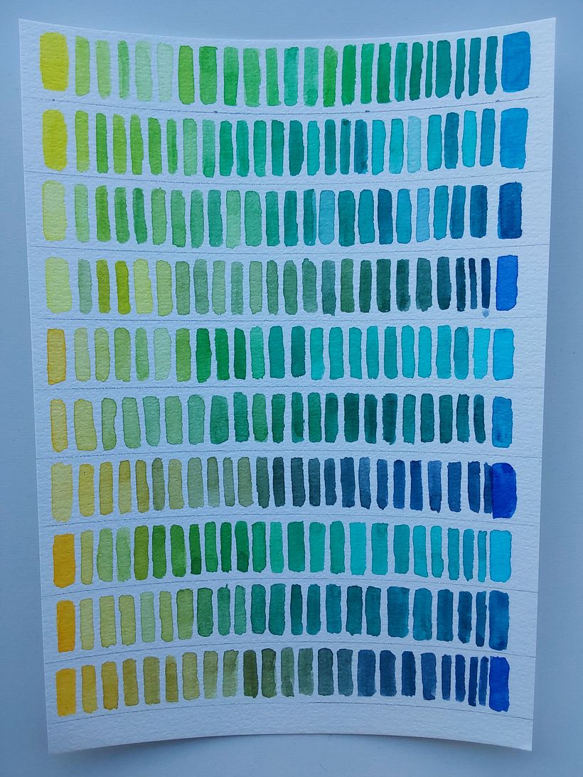 Color chart with greens
