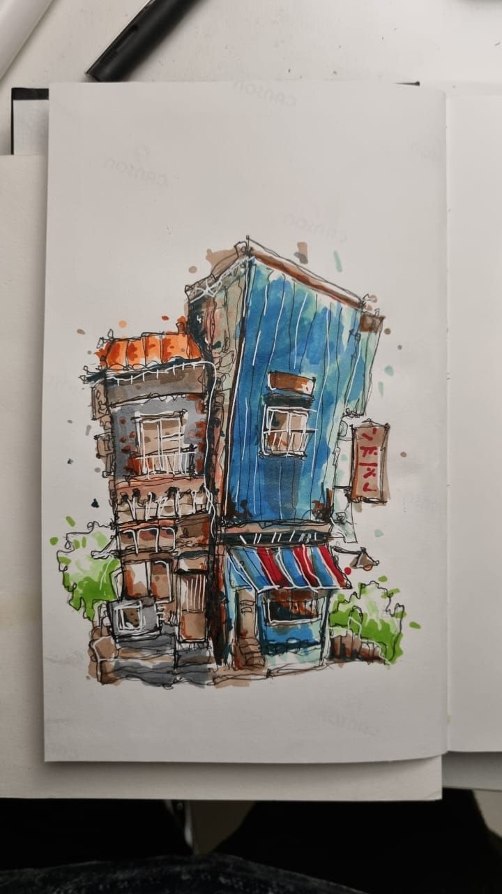 Meu projeto do curso: Desenho arquitetônico expressivo com marcadores coloridos 1