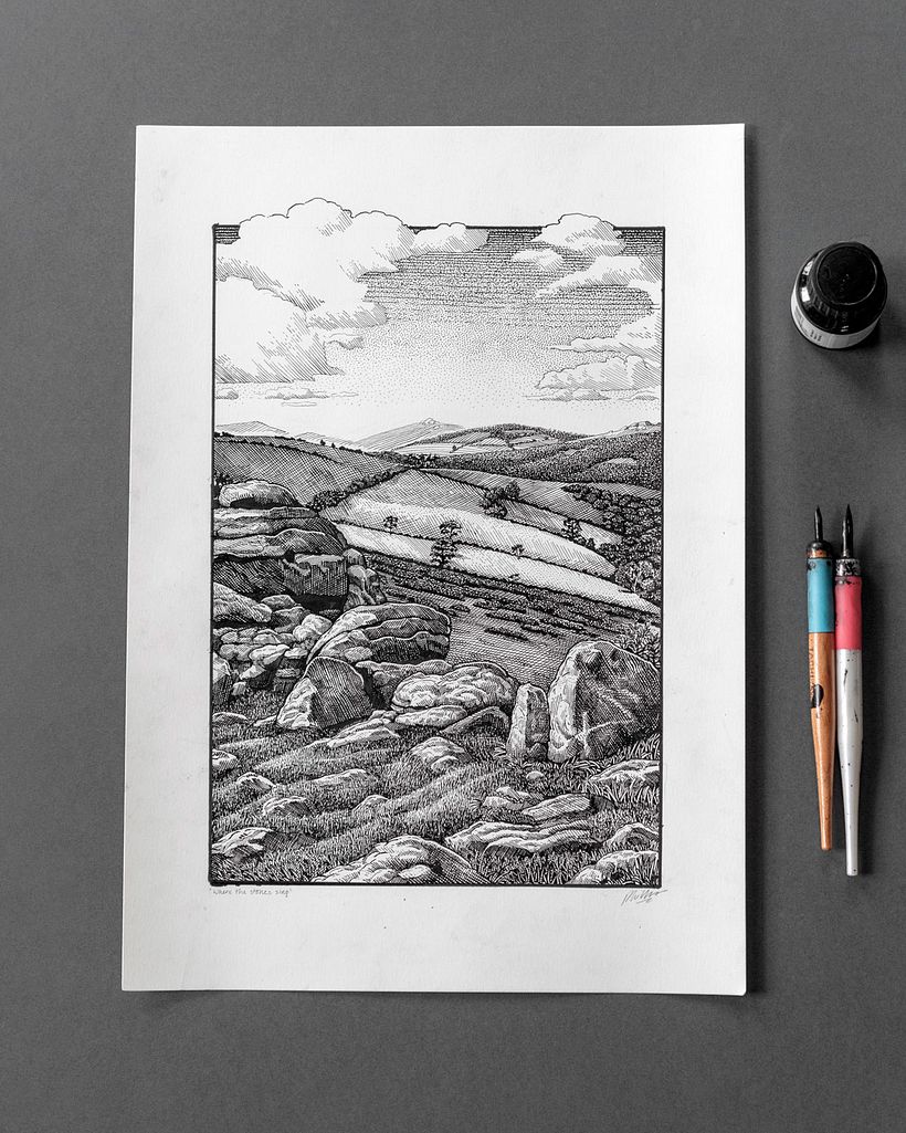 Where the stones sing - Dip pen and ink drawing  2