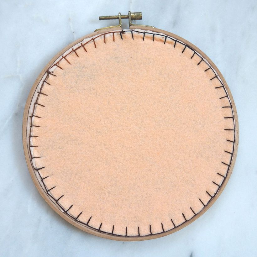 As always I backed my hoop with felt using  blanket stitch.