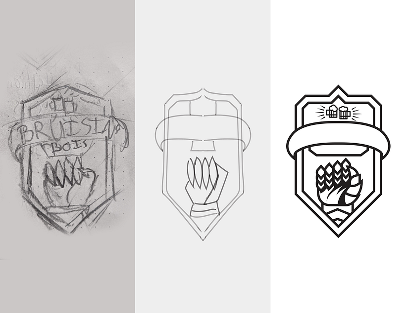 Process from raggedy thumbnail to refined digital sketch