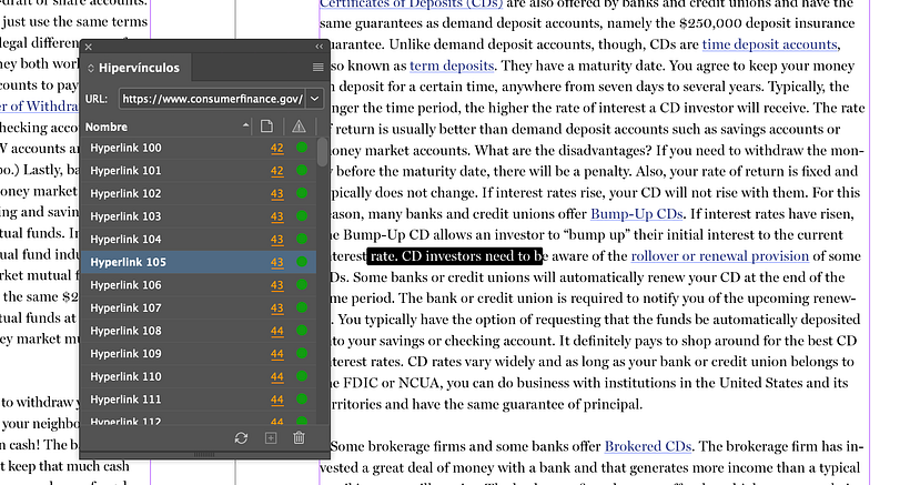 Hypervínculos desplazados en Indesign 1