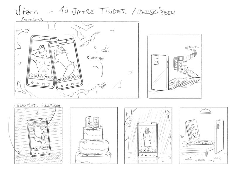 Idea Sketches for the client (Stern magazine)