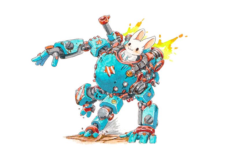 Bisquet pilotea su Mech Azul