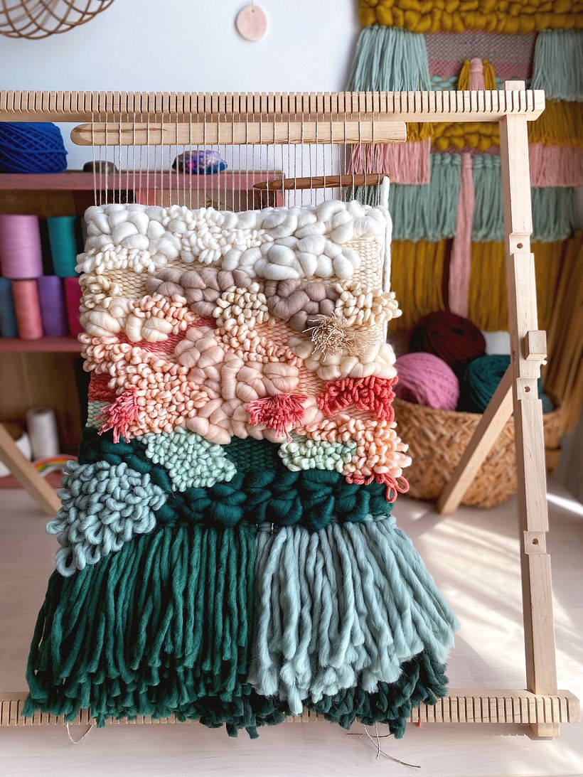 Peach and Green Weaving 1