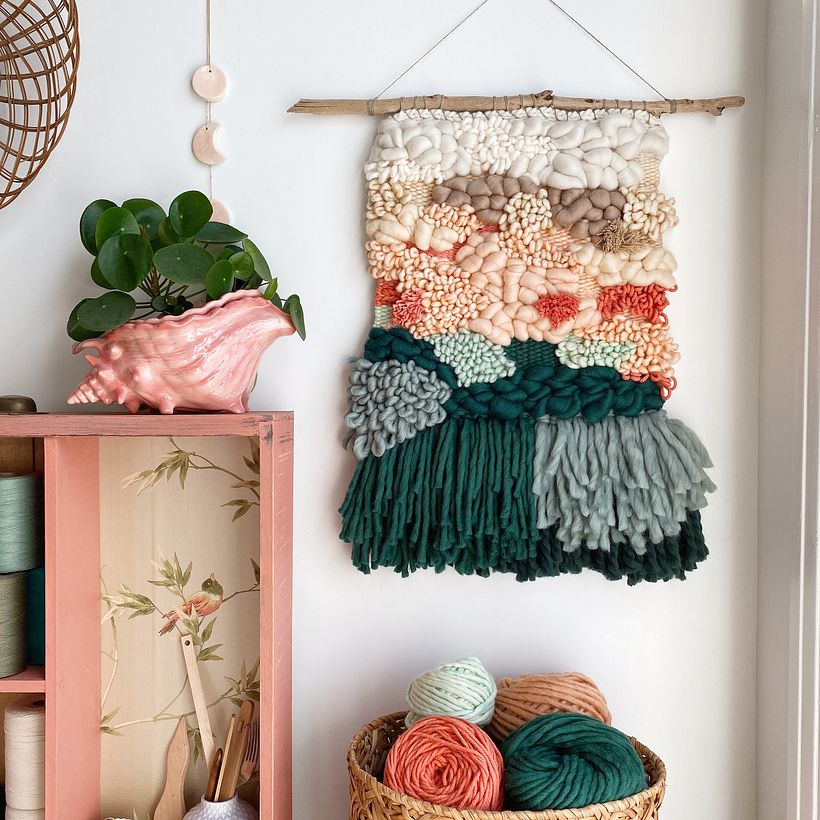 Peach and Green Weaving 2