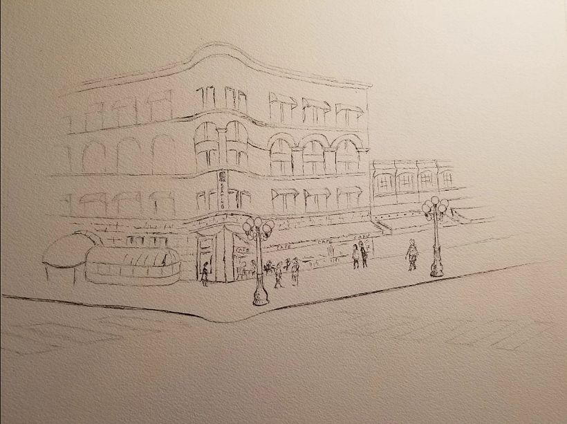 Sketch on watercolor paper with Micron pen