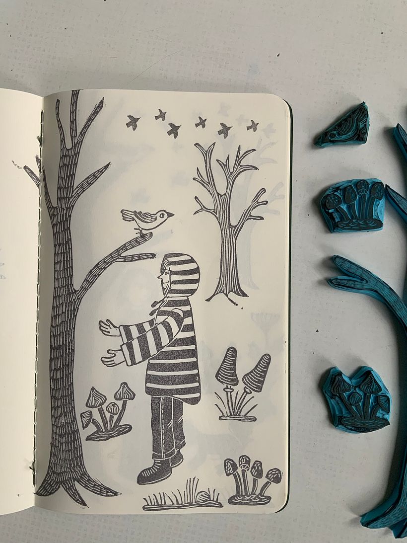 Mein Kursprojekt: Geschnitzte Stempel für illustrierte Kompositionen 4