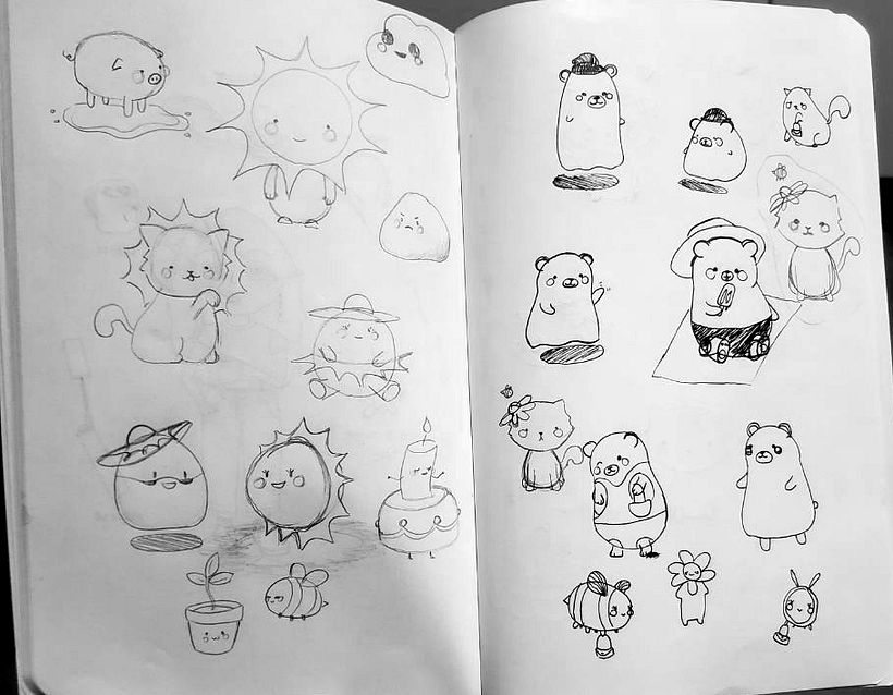 Vários sketches foram criados até chegar na ideia que mais me agradou