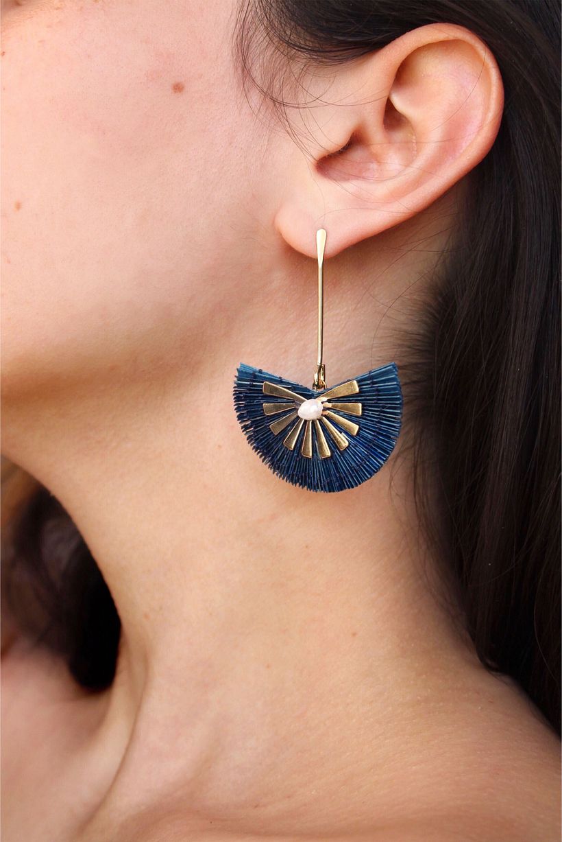 Boucles d'oreille modèle Papyrus Bleu / collection EGYPTE