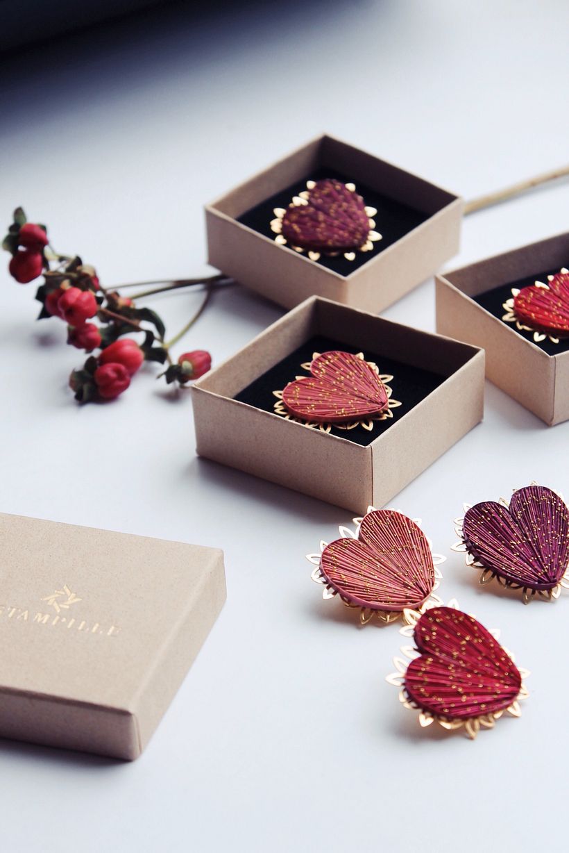 Broches 3 nuances de Rouge / collection Cœur