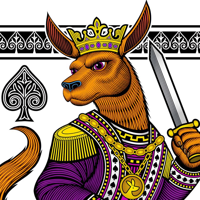Playing Card illustrations for "Lucky Roo" 15