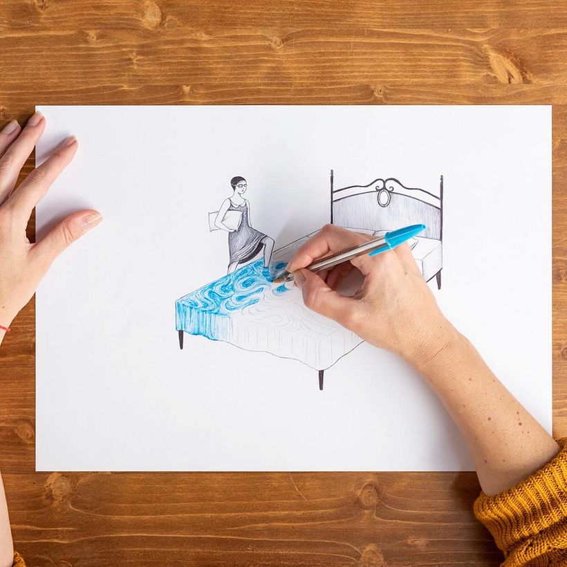 Carefully finalizing the drawing 
