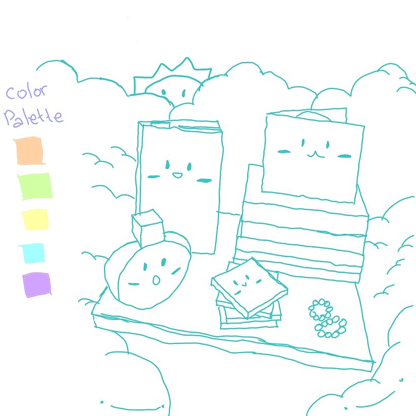 My scetch and color palette I want to use