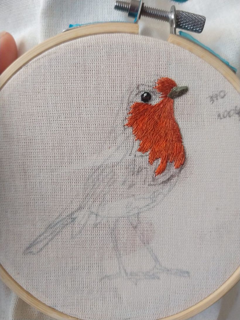 Parti direto para a mesclagem de cores deixando o peito do pássaro bem vermelho.