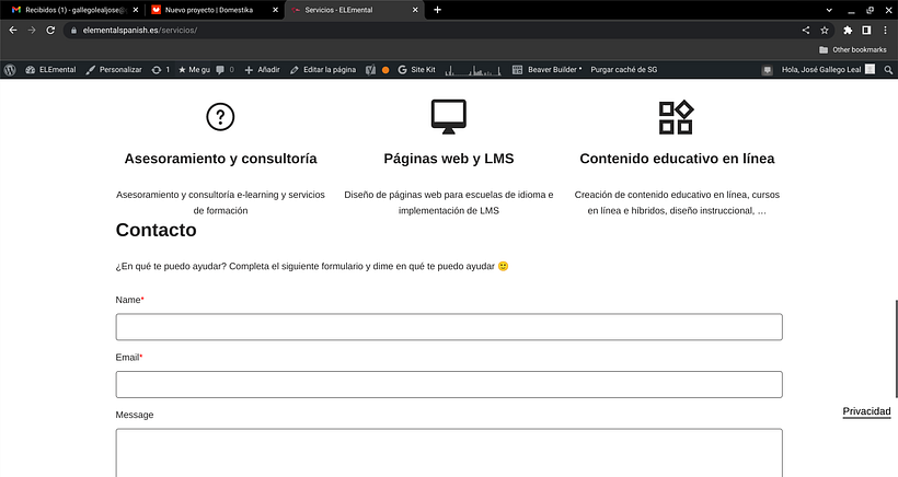 Usé el widget "featured" para explicar mis servicios