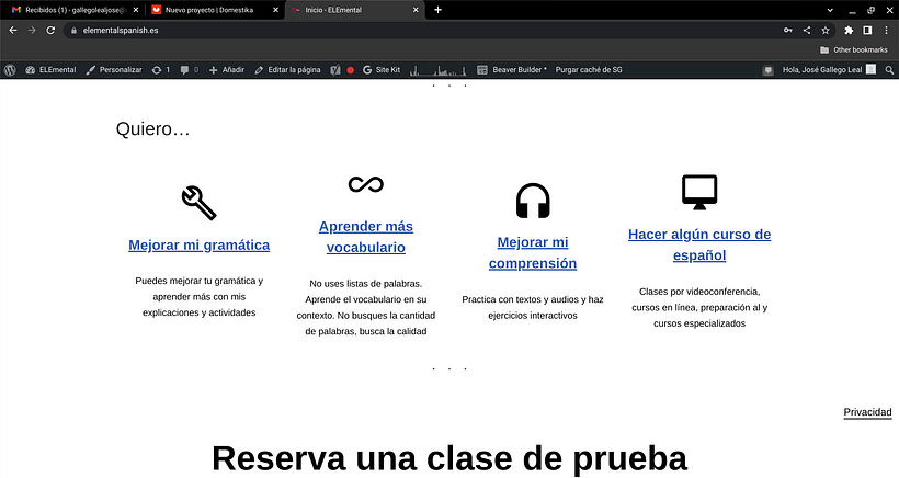 Mi proyecto del curso: Creación de una web profesional con WordPress 6