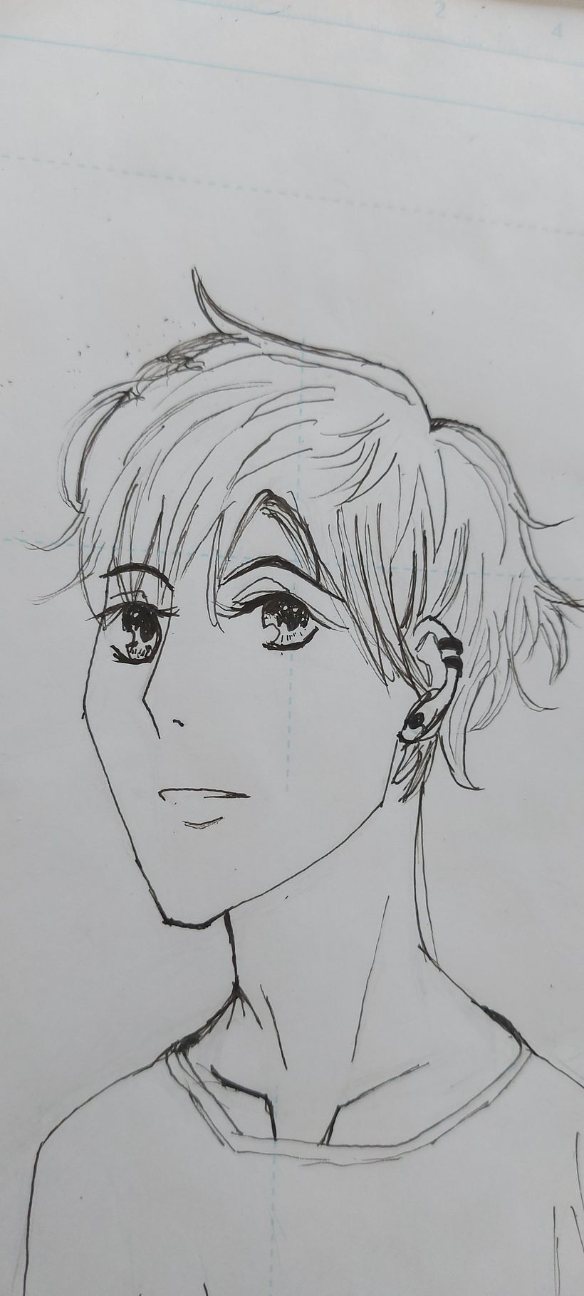 Me attempting to draw a shoujo manga guy, my dream is to one day be able to make my own manga:)
