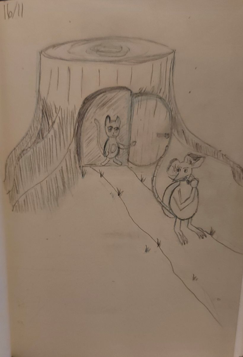 I have a cat and 6 fancy pet rats at home, so I wanted to draw something containing both :)