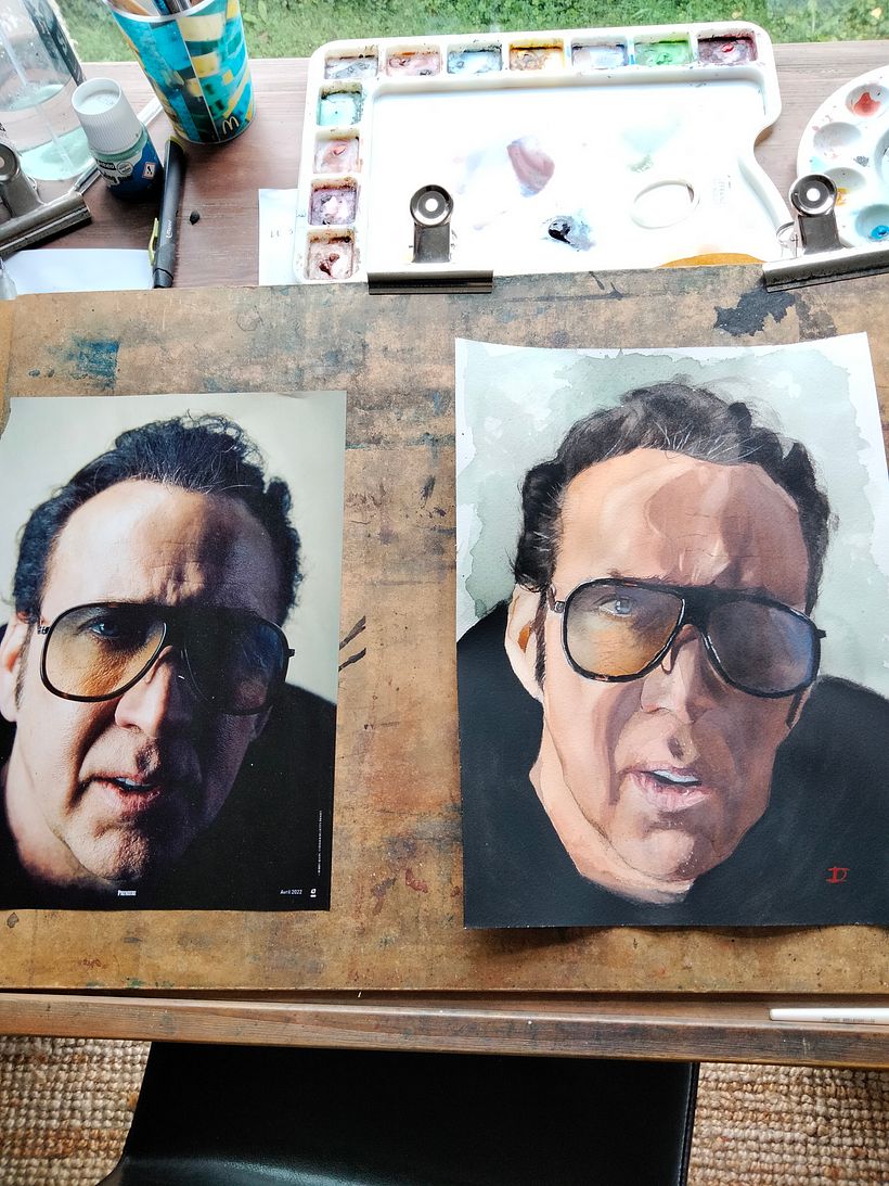 portrait Nicolas Cage Aquarelle 2