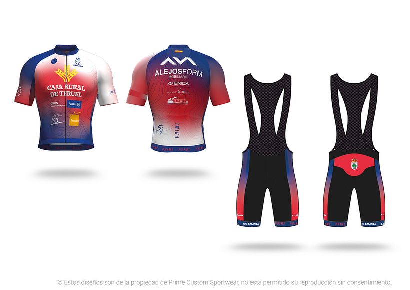 CLUB CICLISTA CALANDA. Diseño equipación de ciclismo verano.