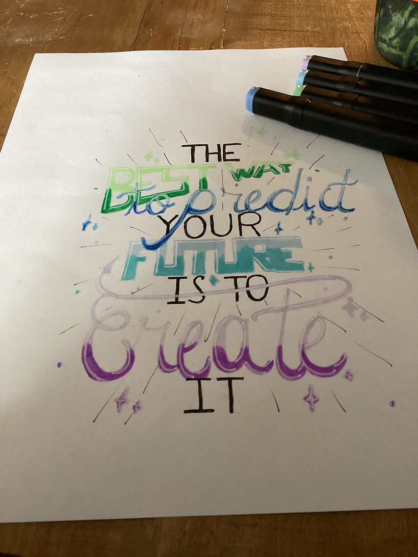 Mon projet du cours : Initiation au lettering manuel : composition de lettres colorées 2