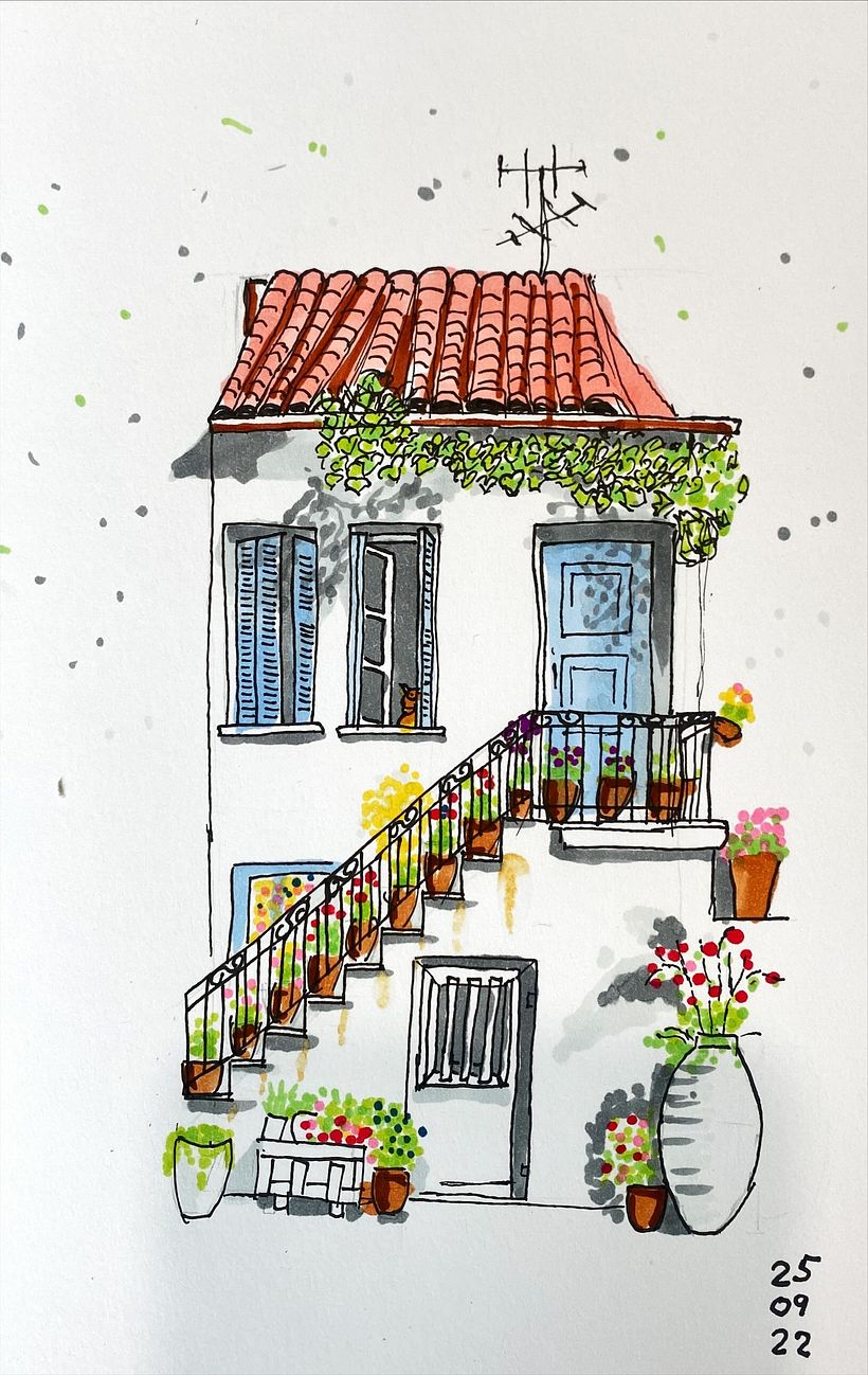 Mein Abschlussprojekt für den Kurs: Expressive Architekturskizzen mit Markern 2